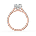 The Cara Ring — Radiant Cathedral with Hidden Halo & Pavé Band Lab-Grown Diamond Engagement Ring in Two-Tone Rose and White Gold | The Jewel Concierge