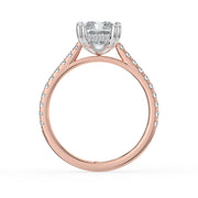 The Cara Ring — Radiant Cathedral with Hidden Halo & Pavé Band Lab-Grown Diamond Engagement Ring in Two-Tone Rose and White Gold | The Jewel Concierge