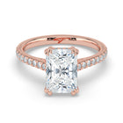 The Cara Ring — Radiant Cathedral with Hidden Halo & Pavé Band Lab-Grown Diamond Engagement Ring in Rose Gold | The Jewel Concierge