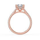 The Cara Ring — Radiant Cathedral with Hidden Halo & Pavé Band Lab-Grown Diamond Engagement Ring in Rose Gold | The Jewel Concierge