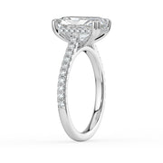 The Cara Ring — Radiant Cathedral with Hidden Halo & Pavé Band Lab-Grown Diamond Engagement Ring in White Gold | The Jewel Concierge