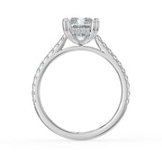 The Cara Ring — Radiant Cathedral with Hidden Halo & Pavé Band Lab-Grown Diamond Engagement Ring in White Gold | The Jewel Concierge