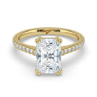The Cara Ring — Radiant Cathedral with Hidden Halo & Pavé Band Lab-Grown Diamond Engagement Ring in Yellow Gold | The Jewel Concierge