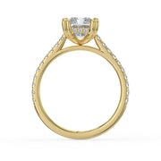 The Cara Ring — Radiant Cathedral with Hidden Halo & Pavé Band Lab-Grown Diamond Engagement Ring in Yellow Gold | The Jewel Concierge