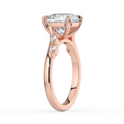 The Madeline Ring – Cushion with Twisted Accent Band in 14K White Gold and Rose Gold – The Jewel Concierge