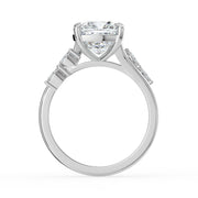 The Madeline Ring – Cushion with Twisted Accent Band in 18K White Gold and Rose Gold – The Jewel Concierge