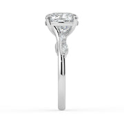 The Madeline Ring – Cushion with Twisted Accent Band in 18K White Gold – The Jewel Concierge