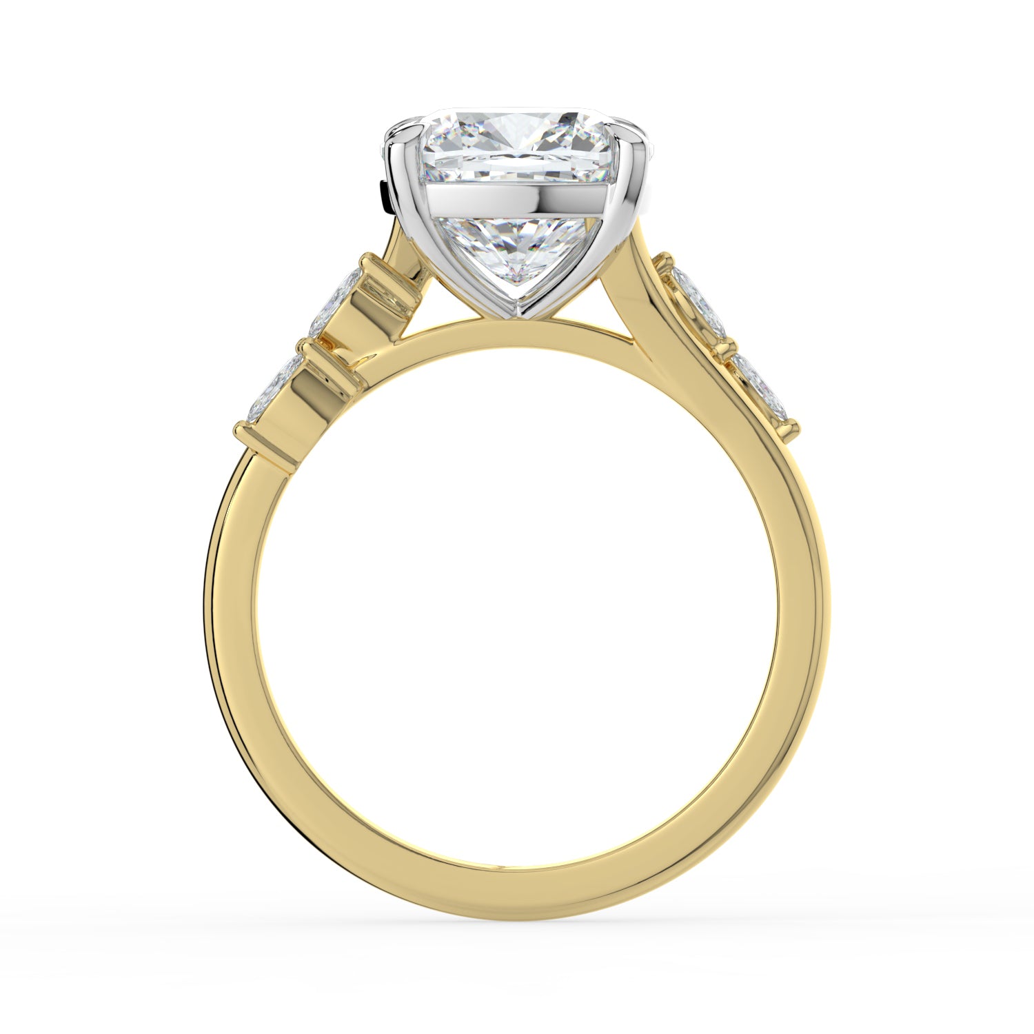 The Madeline Ring - Cushion with Twisted Accent Band