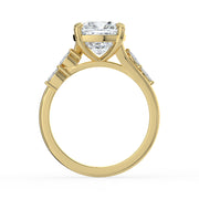 The Madeline Ring – Cushion with Twisted Accent Band in 18K White Gold and Yellow Gold – The Jewel Concierge