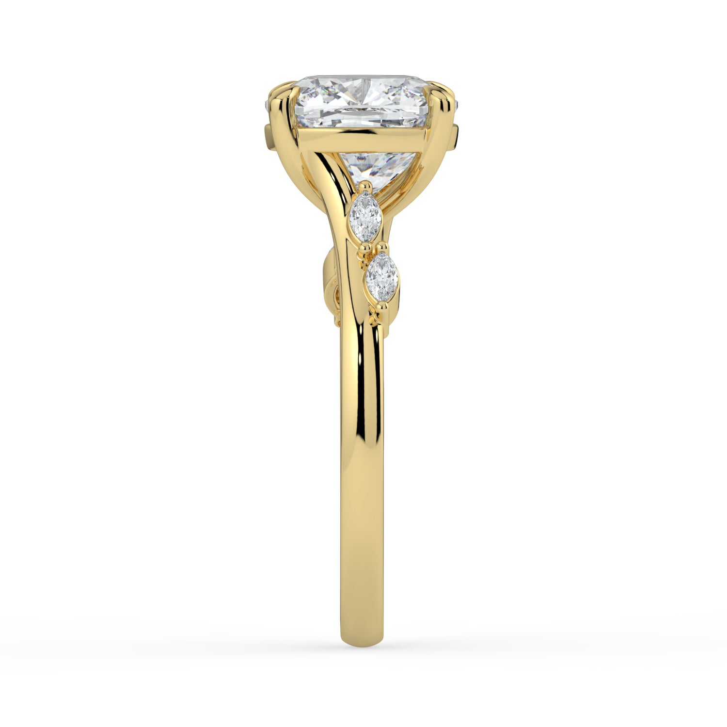 The Madeline Ring - Cushion with Twisted Accent Band