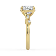 The Madeline Ring – Cushion with Twisted Accent Band in 18k Yellow Gold – The Jewel Concierge