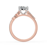The Madeline Ring — Marquise with Twisted Accent Band Lab-Grown Diamond Engagement Ring in Two-Tone Rose and White Gold | The Jewel Concierge
