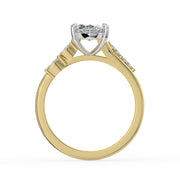 The Madeline Ring — Marquise with Twisted Accent Band Lab-Grown Diamond Engagement Ring in Two-Tone Yellow and White Gold | The Jewel Concierge