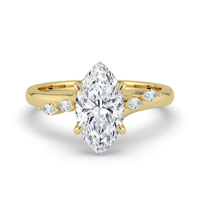 The Madeline Ring – Marquise with Twisted Accent Band in 14K Yellow Gold – The Jewel Concierge