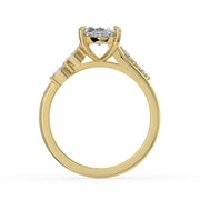 The Madeline Ring — Marquise with Twisted Accent Band Lab-Grown Diamond Engagement Ring in Yellow Gold | The Jewel Concierge