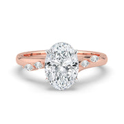 The Madeline Ring — Oval with Twisted Accent Band Lab-Grown Diamond Engagement Ring in Two-Tone Rose and White Gold | The Jewel Concierge