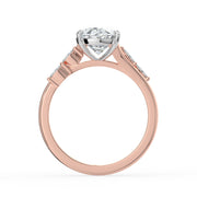 The Madeline Ring — Oval with Twisted Accent Band Lab-Grown Diamond Engagement Ring in Two-Tone Rose and White Gold | The Jewel Concierge