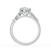 The Madeline Ring — Oval with Twisted Accent Band Lab-Grown Diamond Engagement Ring in White Gold | The Jewel Concierge