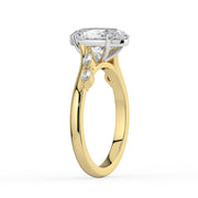The Madeline Ring — Oval with Twisted Accent Band Lab-Grown Diamond Engagement Ring in Two-Tone Yellow and White Gold | The Jewel Concierge