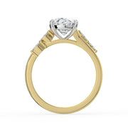 The Madeline Ring — Oval with Twisted Accent Band Lab-Grown Diamond Engagement Ring in Two-Tone Yellow and White Gold | The Jewel Concierge