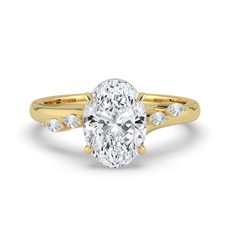 The Madeline Ring – Oval with Twisted Accent Band in 14K Yellow Gold – The Jewel Concierge