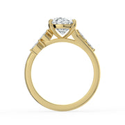 The Madeline Ring — Oval with Twisted Accent Band Lab-Grown Diamond Engagement Ring in Yellow Gold | The Jewel Concierge
