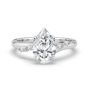 The Madeline Ring — Pear with Twisted Accent Band Lab-Grown Diamond Engagement Ring in White Gold | The Jewel Concierge
