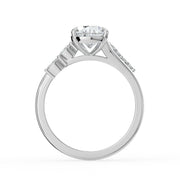 The Madeline Ring — Pear with Twisted Accent Band Lab-Grown Diamond Engagement Ring in White Gold | The Jewel Concierge