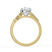 The Madeline Ring — Pear with Twisted Accent Band Lab-Grown Diamond Engagement Ring in Two-Tone Yellow and White Gold | The Jewel Concierge