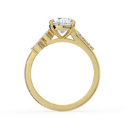 The Madeline Ring — Pear with Twisted Accent Band Lab-Grown Diamond Engagement Ring in Yellow Gold | The Jewel Concierge