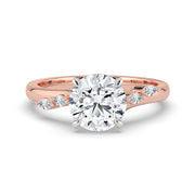 The Madeline Ring — Round with Twisted Accent Band Lab-Grown Diamond Engagement Ring in Two-Tone Rose and White Gold | The Jewel Concierge