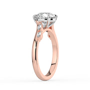 The Madeline Ring — Round with Twisted Accent Band Lab-Grown Diamond Engagement Ring in Two-Tone Rose and White Gold | The Jewel Concierge