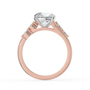 The Madeline Ring — Round with Twisted Accent Band Lab-Grown Diamond Engagement Ring in Two-Tone Rose and White Gold | The Jewel Concierge
