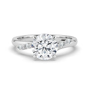 The Madeline Ring — Round with Twisted Accent Band Lab-Grown Diamond Engagement Ring in White Gold | The Jewel Concierge