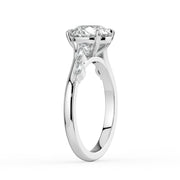 The Madeline Ring — Round with Twisted Accent Band Lab-Grown Diamond Engagement Ring in White Gold | The Jewel Concierge