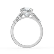 The Madeline Ring — Round with Twisted Accent Band Lab-Grown Diamond Engagement Ring in White Gold | The Jewel Concierge