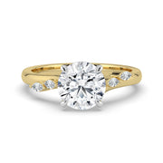 The Madeline Ring — Round with Twisted Accent Band Lab-Grown Diamond Engagement Ring in Two-Tone Yellow and White Gold | The Jewel Concierge