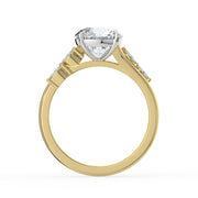 The Madeline Ring — Round with Twisted Accent Band Lab-Grown Diamond Engagement Ring in Two-Tone Yellow and White Gold | The Jewel Concierge
