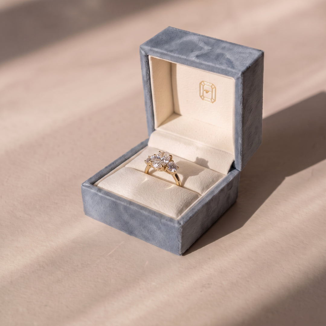 The Charlotte Ring - Oval Trilogy Lab-grown Diamond Engagement Ring in The Jewel Concierge Signature Ring Box | The Jewel Concierge