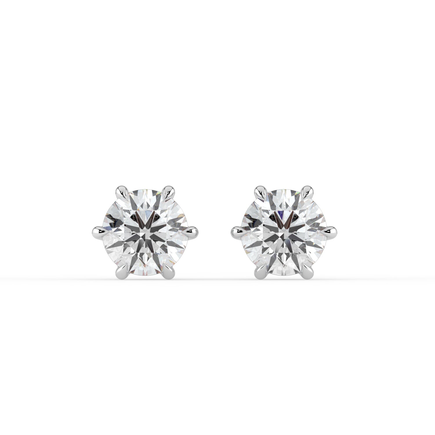The Althea Earrings - 6 Claw Round Cut Studs