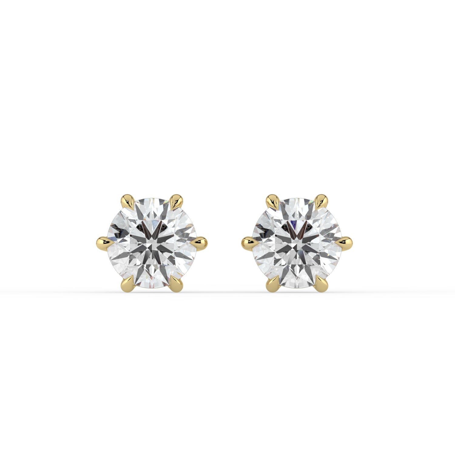 The Althea Earrings - 6 Claw Round Cut Studs