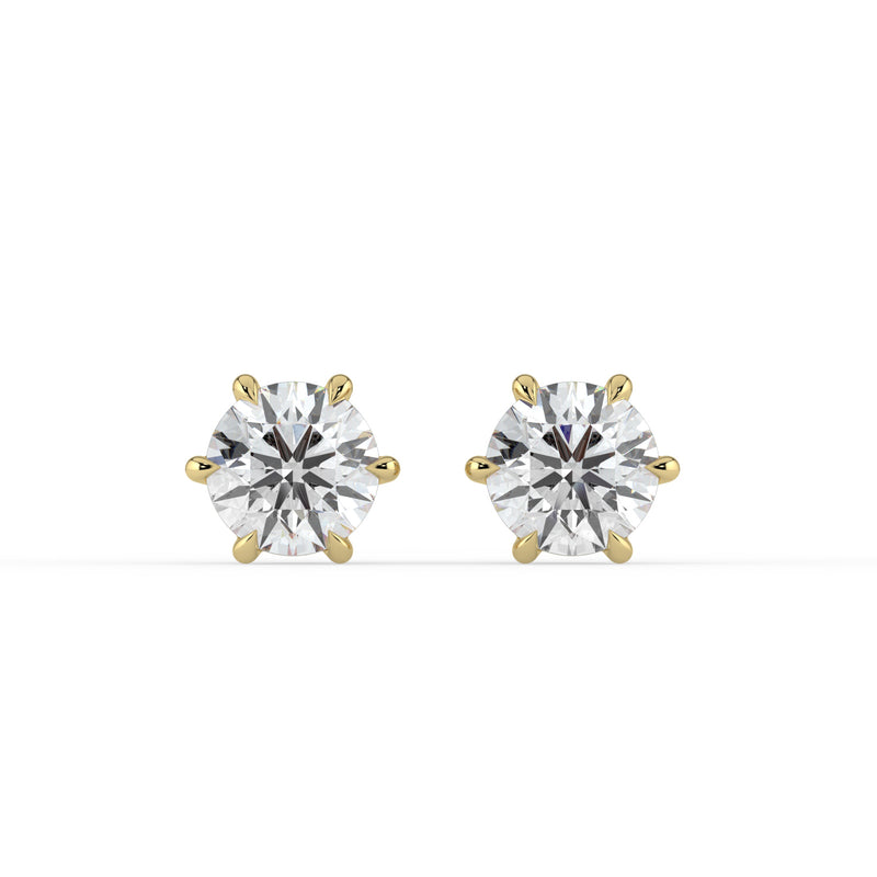 The Althea Earrings - 6 Claw Round Cut Studs