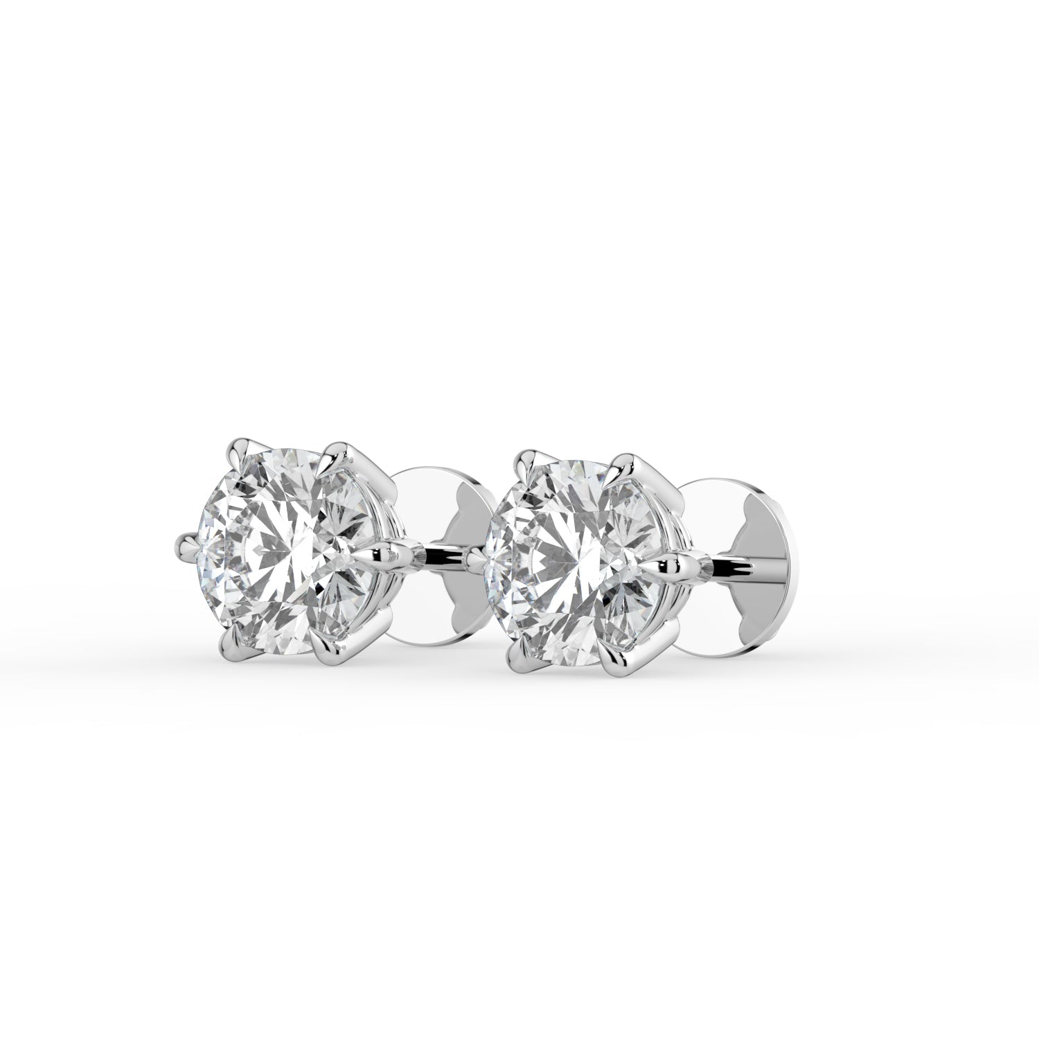 The Althea Earrings - 6 Claw Round Cut Studs