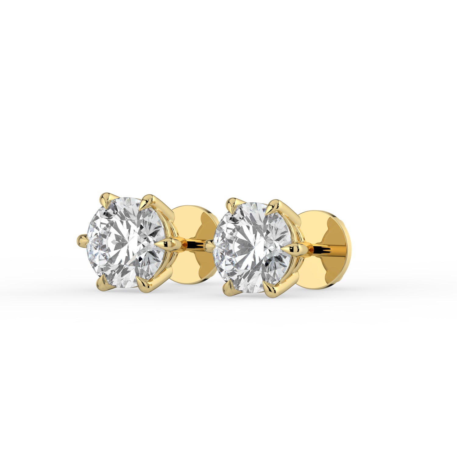 The Althea Earrings - 6 Claw Round Cut Studs