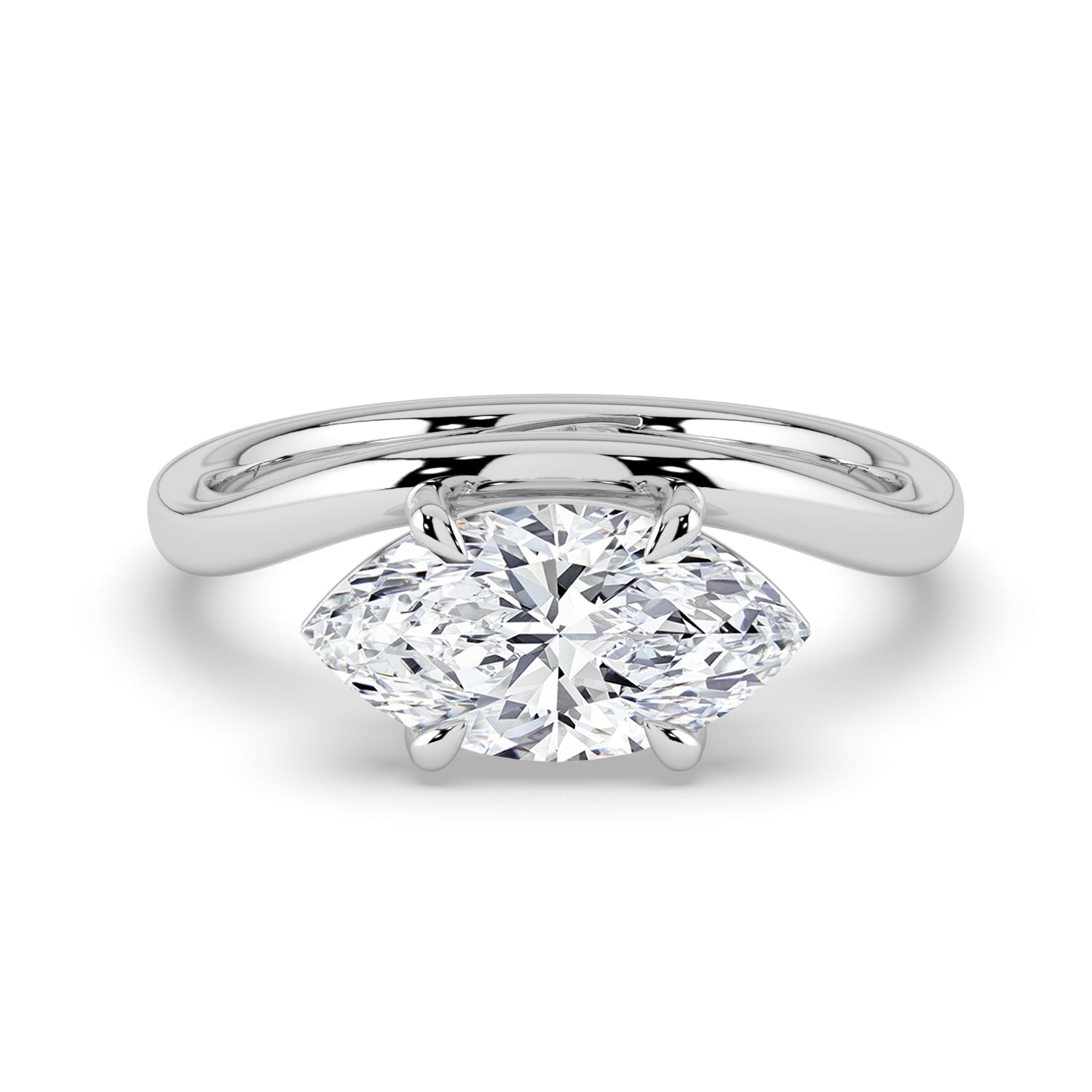 The Solis Ring - Curved Marquise Solitaire