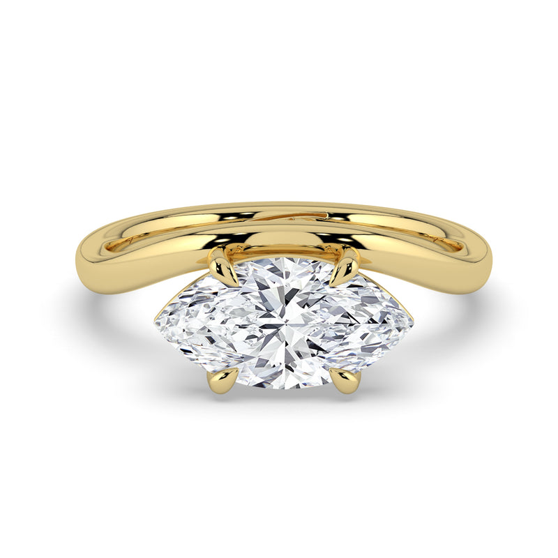 The Solis Ring – Curved Marquise Solitaire in 14K Yellow Gold – The Jewel Concierge