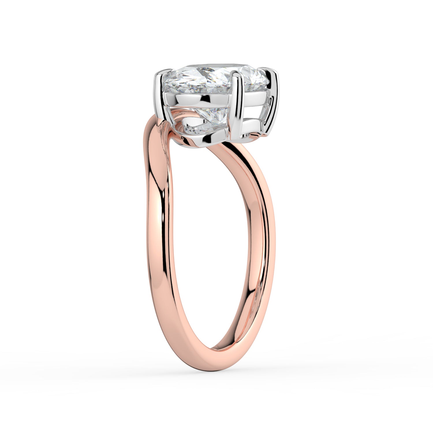 The Solis Ring - Curved Oval Solitaire