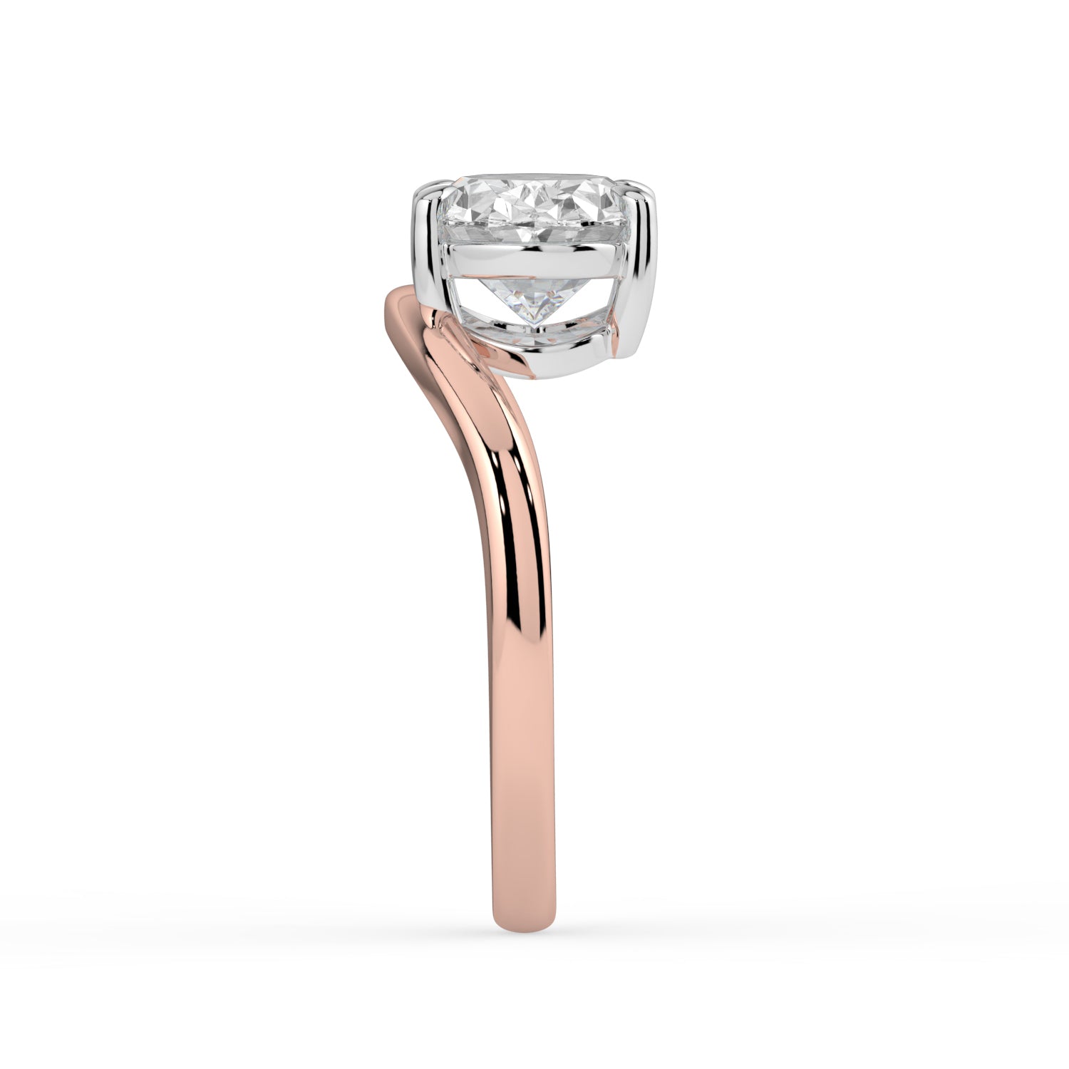 The Solis Ring - Curved Oval Solitaire