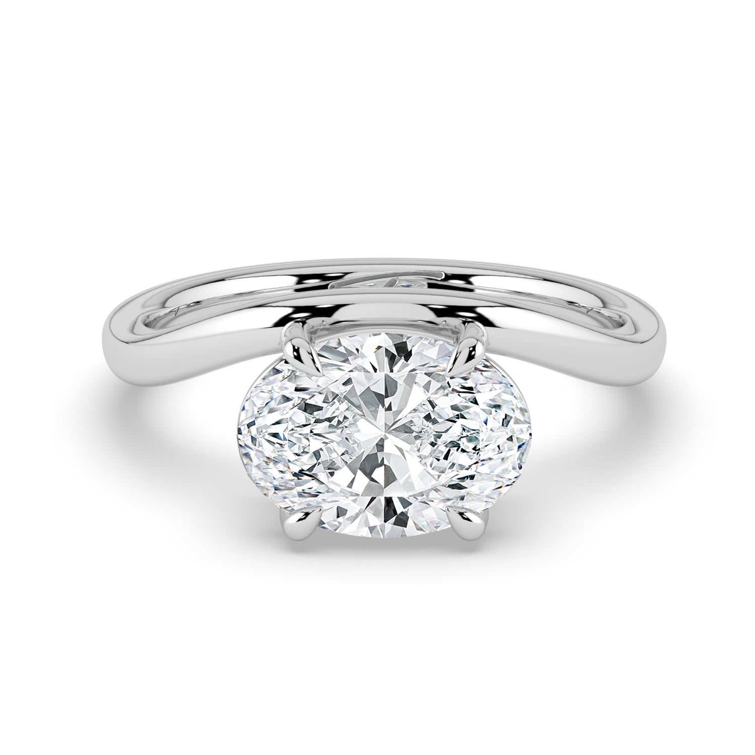 The Solis Ring - Curved Oval Solitaire