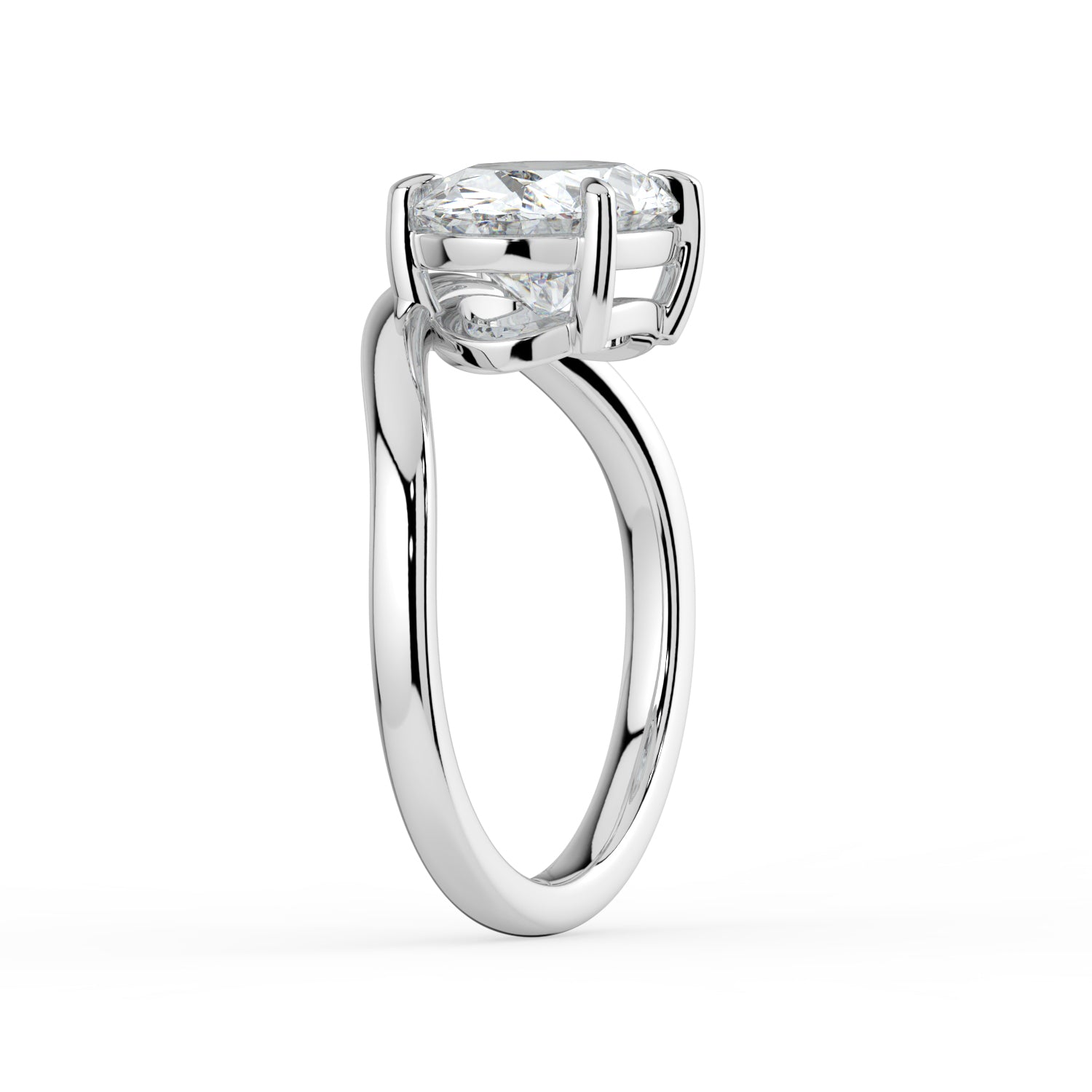 The Solis Ring - Curved Oval Solitaire